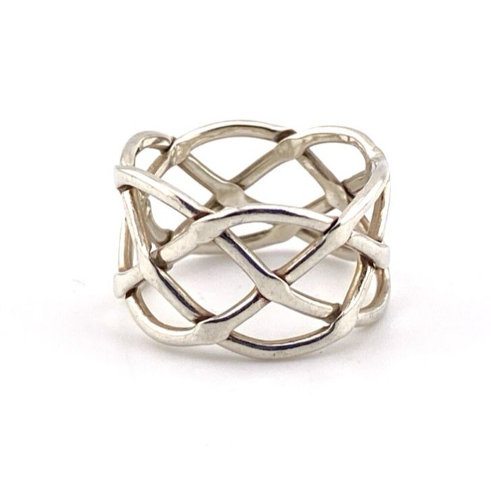 Basket Weave Open Trellis Sterling Silver Band Ring Mexico JB Size 7